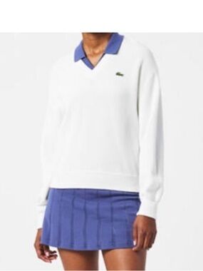 Lacoste White V-Neck Sweater